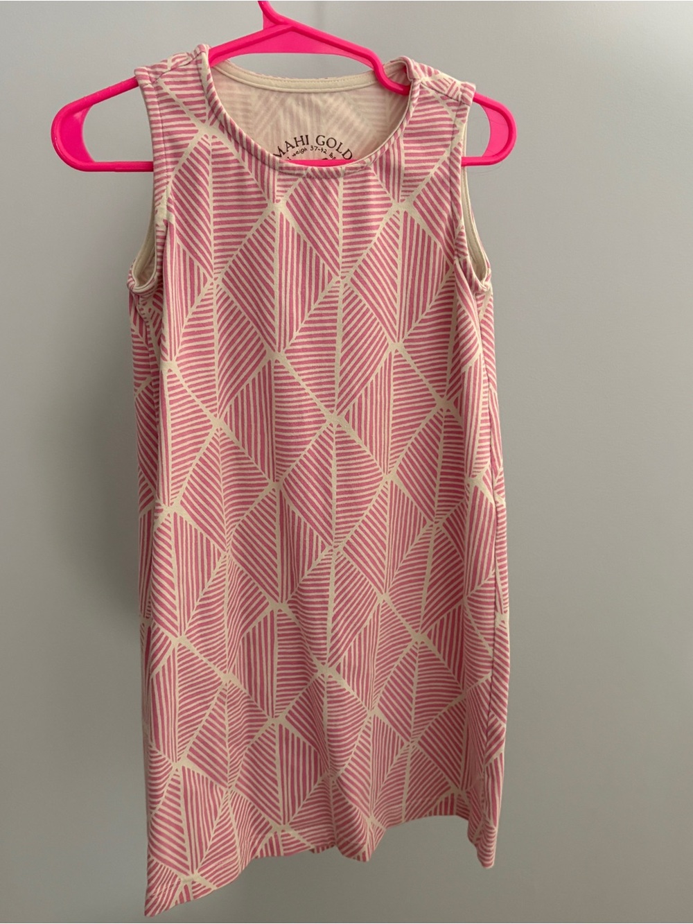 MAHI GOLD Pink & Cream Geometric Sleeveless Shift Dress